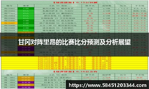 甘冈对阵里昂的比赛比分预测及分析展望
