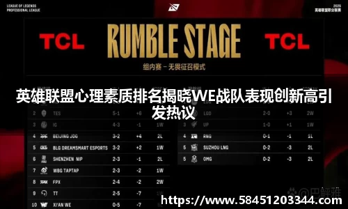 英雄联盟心理素质排名揭晓WE战队表现创新高引发热议